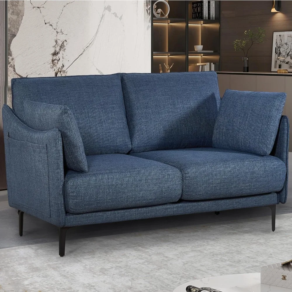 

Style Modern Loveseat Couch Sofa with USB Charge Port, 2 Pillows,Metel Legs for Primary Living Space, Bed Room, Office (D