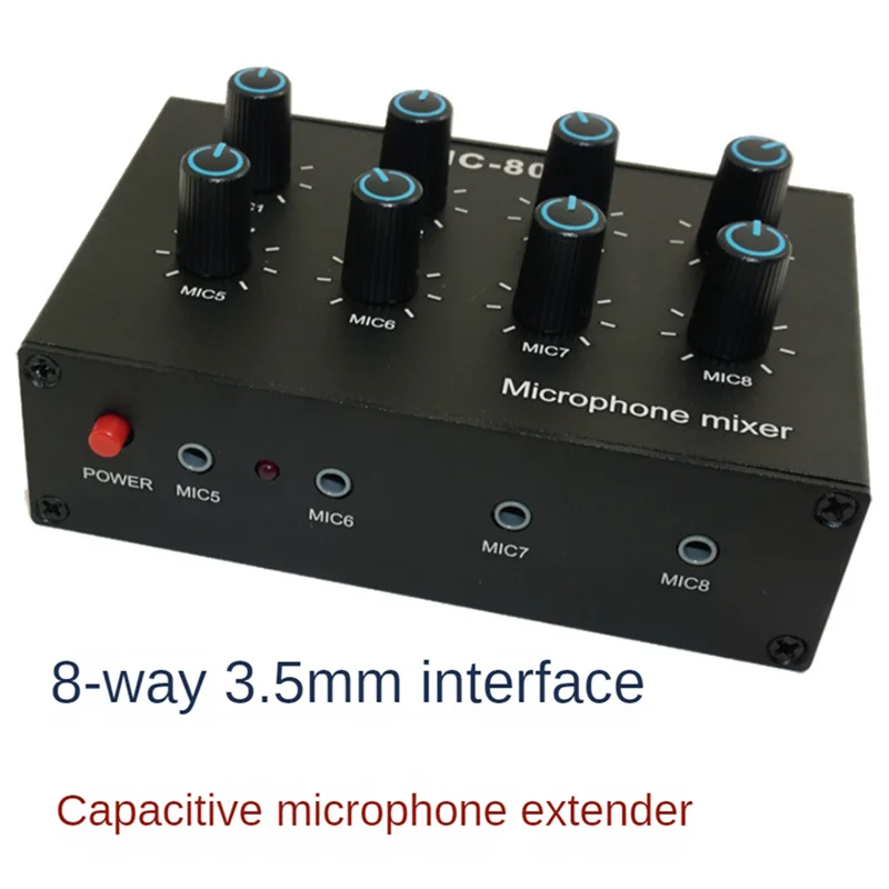 X12A-MC-801 Condenser Microphone Expander 8 Channel 3.5Mm Microphone Mixer Multi-Channel Input Expander Hub