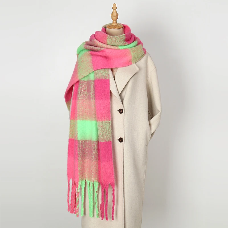 2026 Winter Thick Warm Scarf Women Cashmere Shawl and Wraps Pashmina Neckerchief Bufanda Female Rainbow Hairy Tessel Echarpe New, image 18