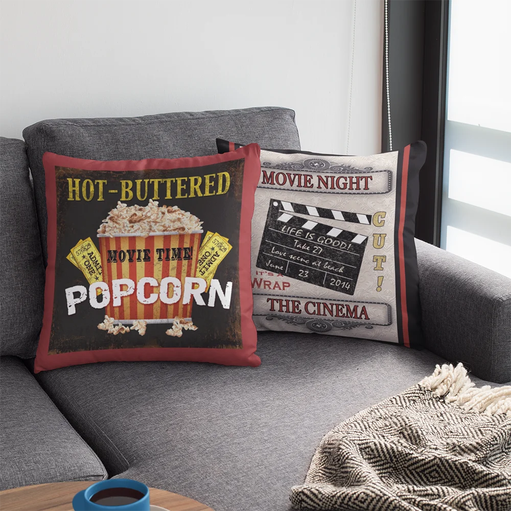 Vintage Cinema Ticket Cushion Covers Car Decor Pillowcases Retro Movie Making