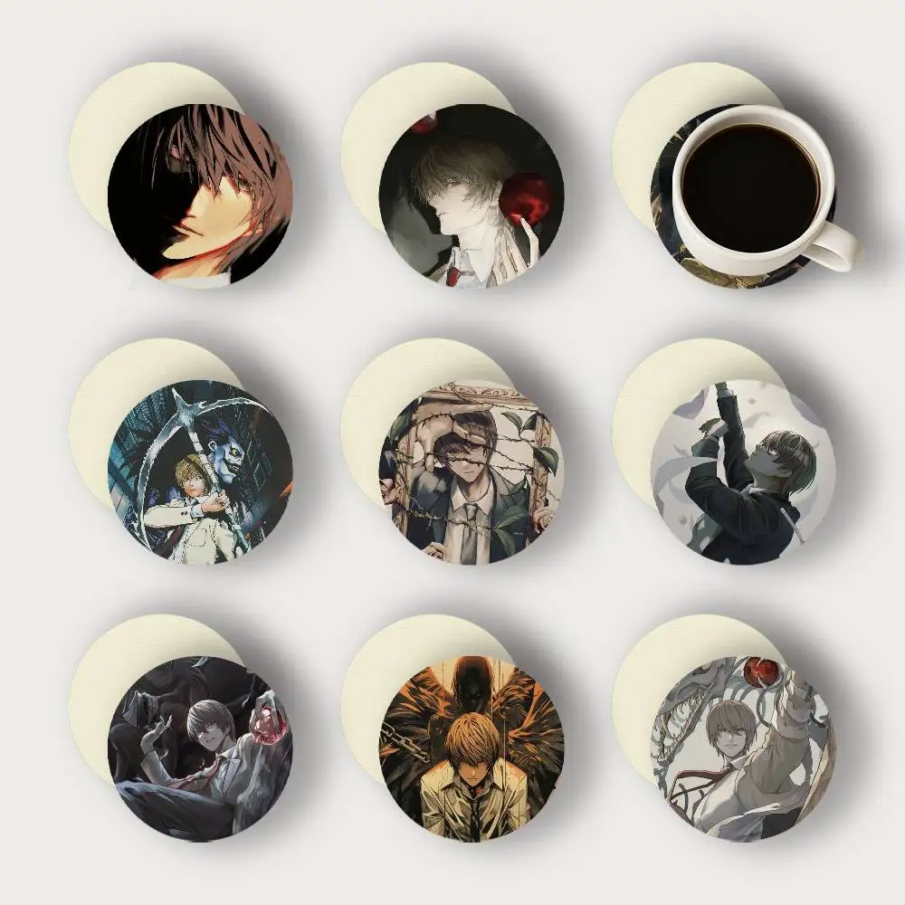Anime Y-Yagami Classics L-Light 2D Wooden Coasters Heat Resistant Non-Slip Holiday Birthday Gift Durable