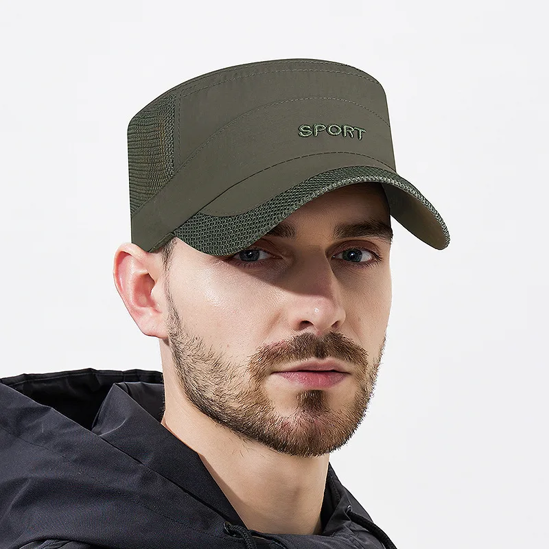 

Men's Spring Summer Breathable Flat Top Sun Hat Cotton Blend Baseball Cap for Outdoor Sports 55-60cm Sun Protection with Visor