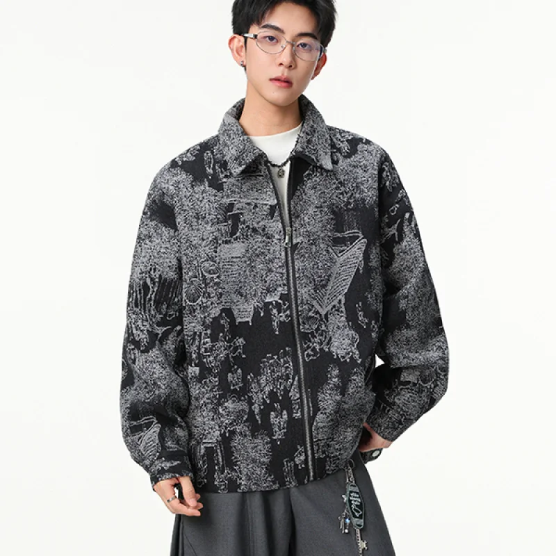 

GIOIOMская куртка, весна и осень, новый стиль, отложной воротник, молния, свободная повседневная мужская куртка