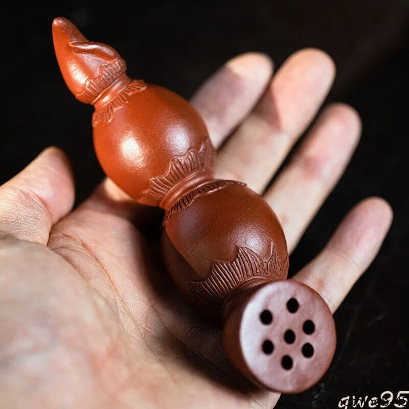 China Yixing Mine-run Zisha Pottery Lovable Simulate Lotus Root Tea Pet Statues