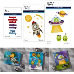 New UFO Moon Metal Cutting Dies For DIY Scrapbook Craft Decoration Embossing Template Supplies Greeting Card Handmade 2025