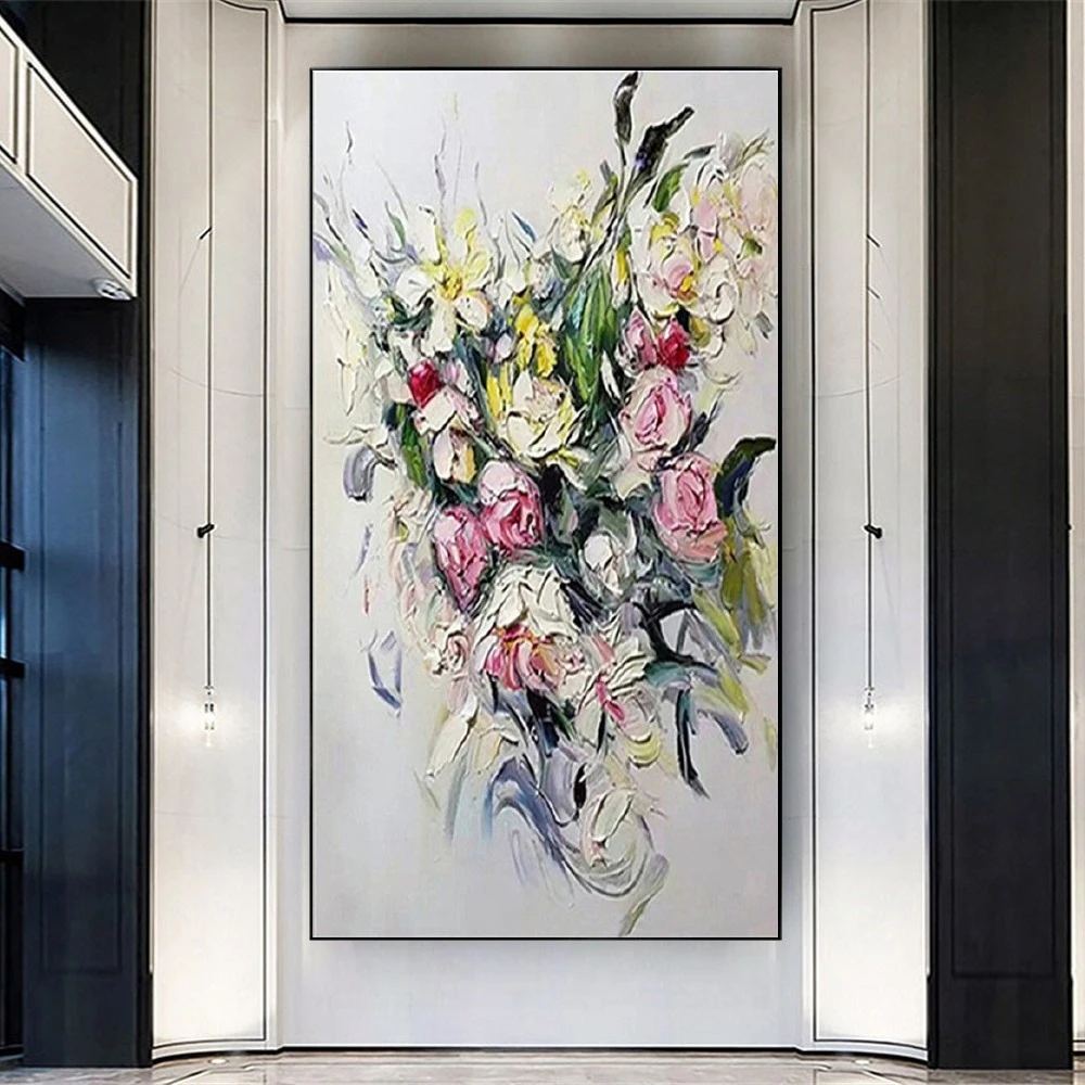 Modern Knife Flower Oil Paintings Handmade Abstract Canvas Poster Wall Art Pictures Hanging Murals For Living Room Home Decor
