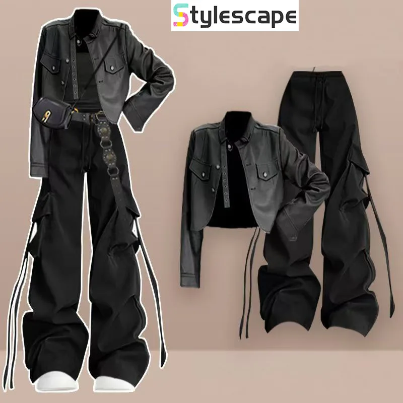 Korean Style Unique Temperament, a Complete Set of OOD Outfit for Early Autumn Functional Style, Cool and Stylish Workwear Set