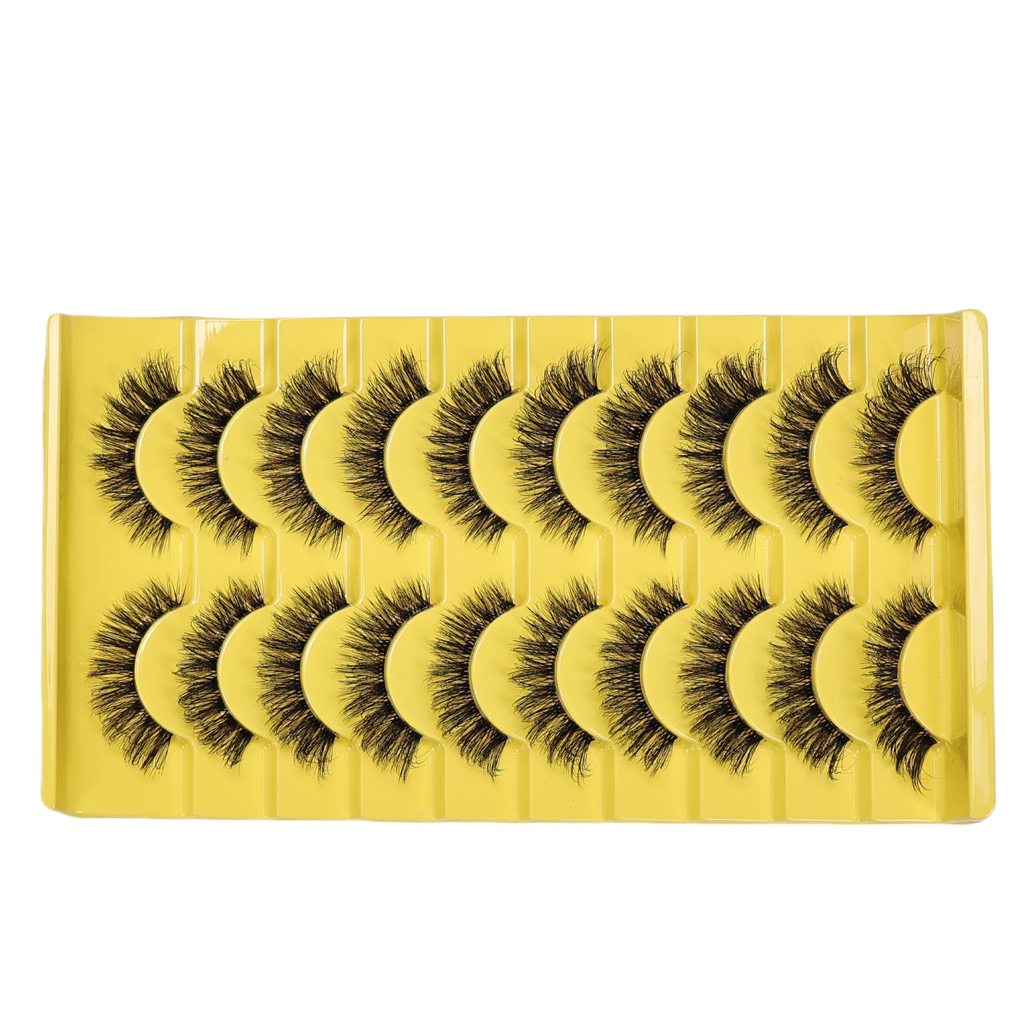 10 Paar natürliche, flauschige Wimpern mit transparentem Band, russisch gestreifte Wimpern, geeignet für alle Gelegenheiten