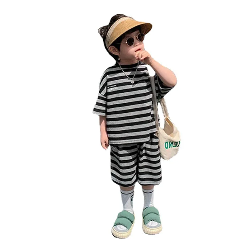 

Boys Girls Clothing Sets Summer Baby Girls Clothes Cotton stripe Kids Children Clothes Suits