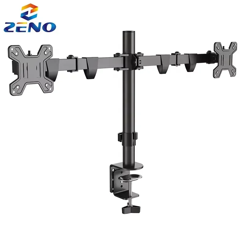 Zeno MT622 Adjustable Computer Dual Holder Arm Clamp Desk Shelf Bracket Laptop Heavy Dual Stand