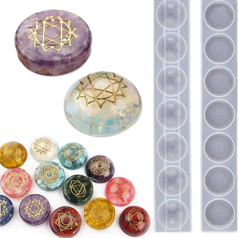 

DIY Epoxy Resin Mold Seven Chakras Semicircle Hemisphere Round Mirror Silicone Mold For Resin