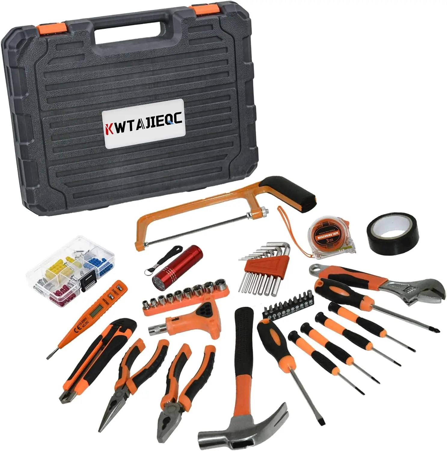 45-Piece Basic Tool Kit with Plastic Case, Ideal for Home Repair, Outdoor, Office & Dorm