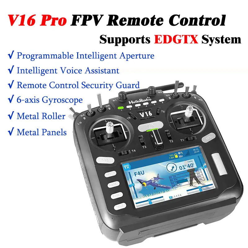 HelloRadio V16 Pro FPV Telecomando Testa ad alta frequenza EDGTX Touch Screen Parti UAV ad ala fissa