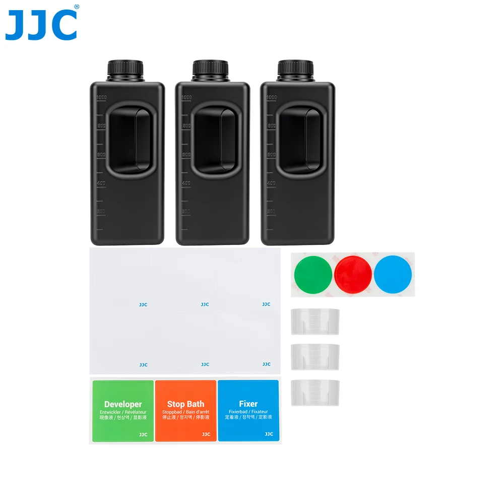 JJC 3pcs 1L Darkroom Chemical Storage Bottles for Film Photo Developing Accessories Empty Liquid Container Storage Bottles