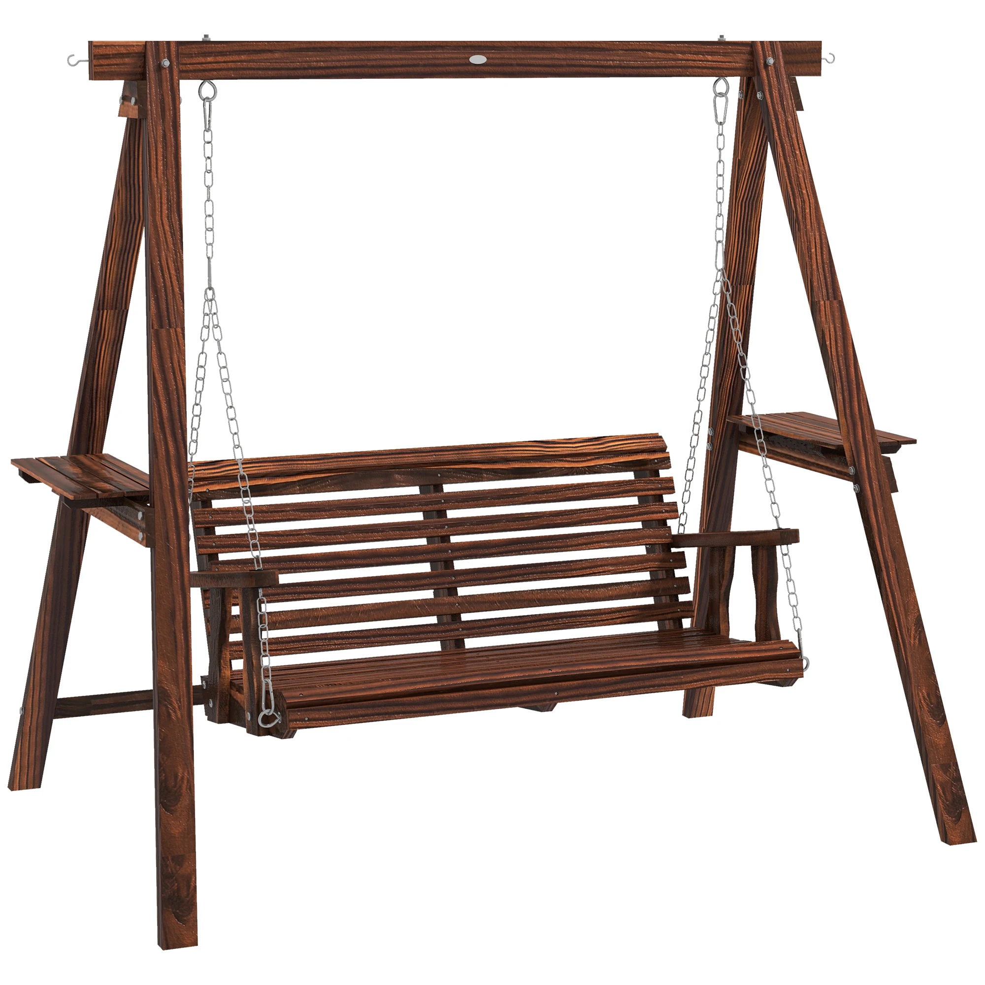 Outsunny 2-Seat Patio Swing Chair, Porch Swing with Stand Carbonized
