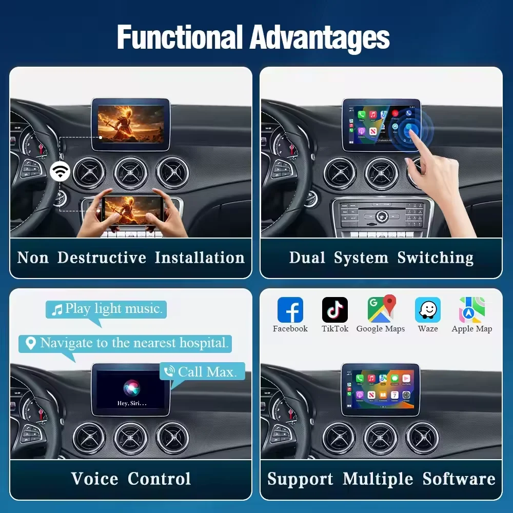 BONROAD Wireless Carplay Android Auto Decoder لمرسيدس بنز NTG4.0 GLK W207 E كوبيه W212 E Class W204 C Class SLK MirrorLink #4
