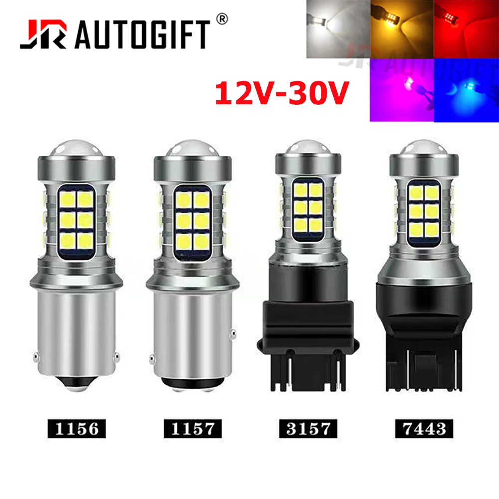 

100X Flash Strobe 1156 1157 3030 27SMD 7440 7443 3157 12V-30V Fixed Light Brake light Turn Signal Lamp Parking Light White Red