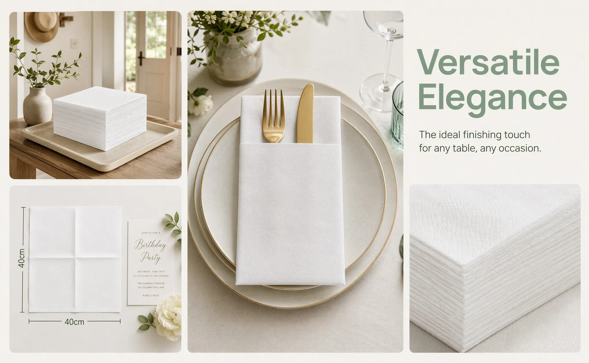 50Pcs Disposable Napkins Pocket White Thickened Virgin Wood Pulp Absorbent for Wedding Dinner Party Table Napkins Guest Towels