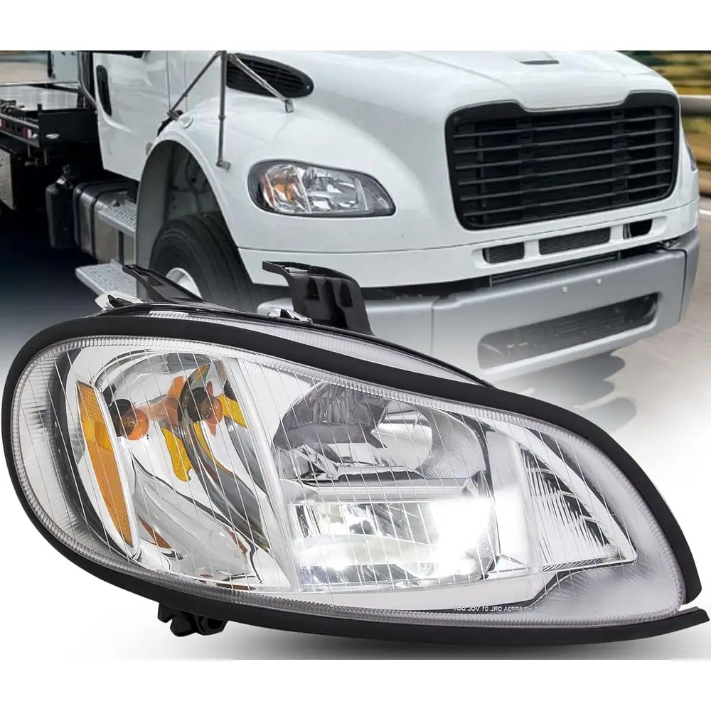 

lamp Replacement or reightliner 2002-2024 M2 LED High & Low Beam, Chrome Housing, light with Bulbs Right/Passenger Side L004-B0E