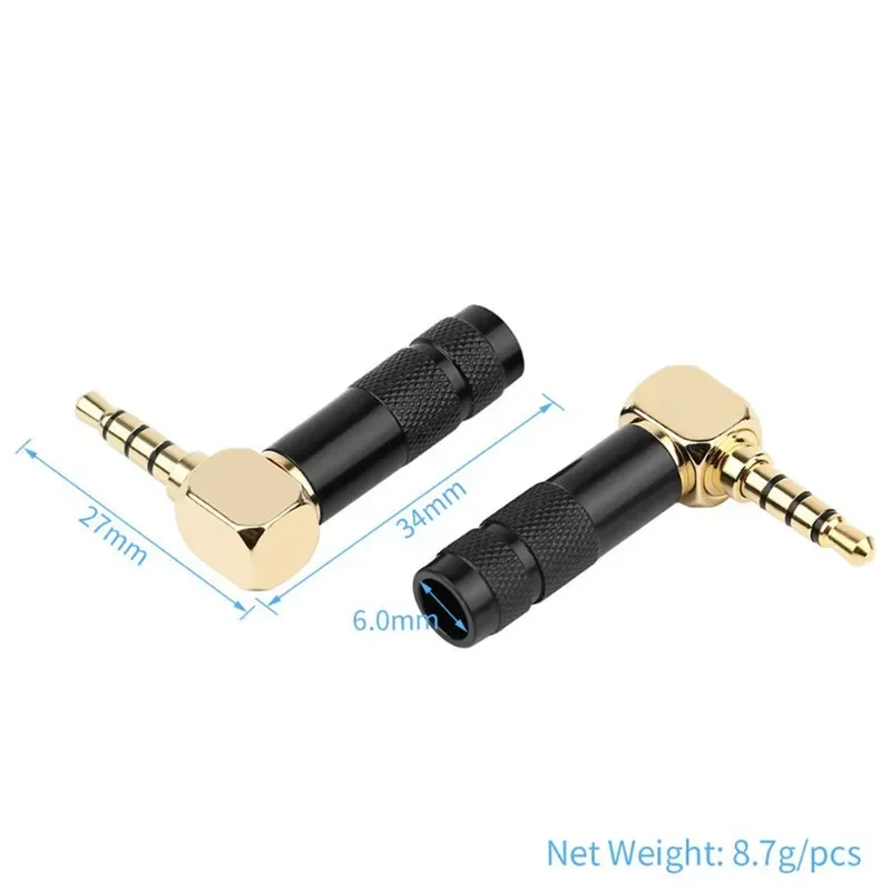 Conector Jack 3,5mm 90 grados para soldar 1/8 \