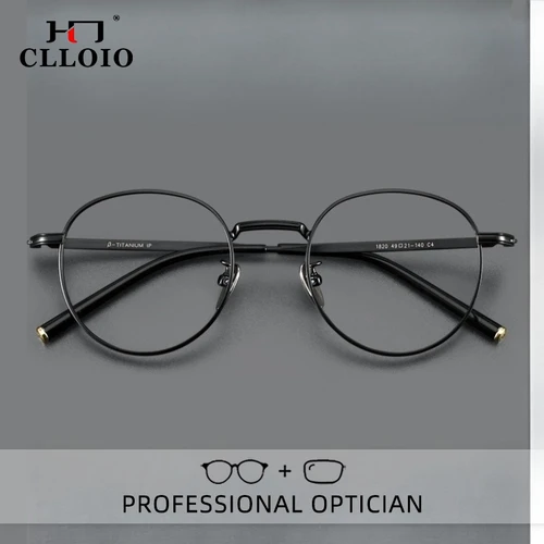 Imagen 1 del producto CLLOIO, gafas ópticas graduadas a la moda de titanio puro para hombres y mujeres, gafas de lectura de hilo dorado, gafas antiluz azul para miopía