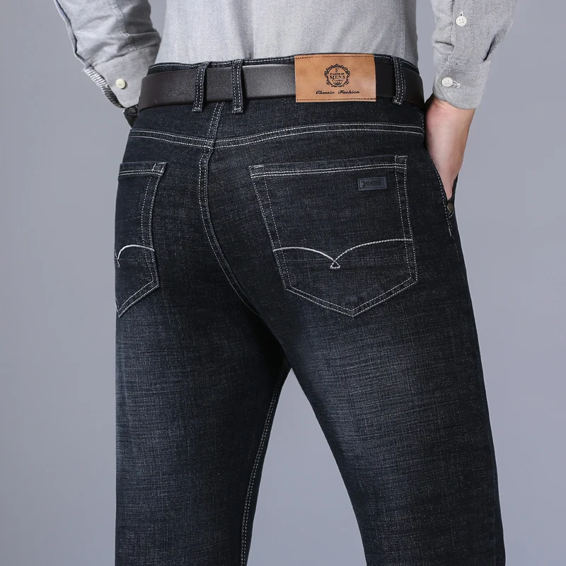 ملابس العمل الكلاسيكية الجديدة للرجال عالية الجودة جينز الأعمال عادية مستقيم تمتد موضة سراويل جينز ملابس ماركة الذكور