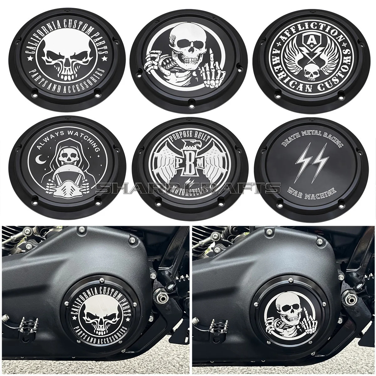 Motorradzubehör Motor-Derby-Abdeckung für Harley Road King Electra Glide Ultra Dyna Softail Touring Trike Heritage Softail