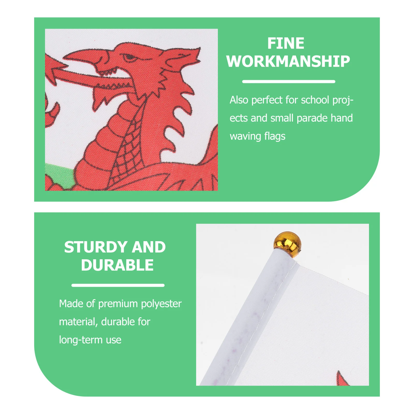 Bandiere per agitare le mani da 20 pezzi 14x21 cm Poliestere premium Portatile Squisita fattura Piccolo sfilata