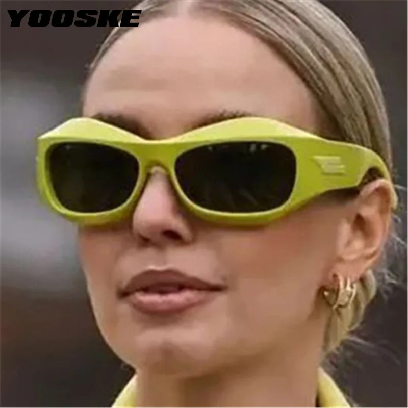 

YOOSKE Steam Punk Sunglasses Men's Curved Shape Future Sports Sun Glasses Women's Ins Vintage Y2K Eyewear Shades UV400 Goggles