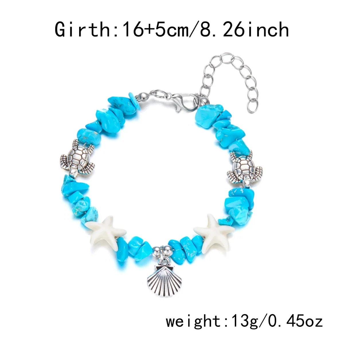 Boho-Armbänder mit zerstoßenen Steinen, Muscheln, Seesternen und Schildkröten für Damen und Herren, Sommer, Strandurlaub, Ozean, Meerestiere, Armreif, Partyschmuck – Detail 27