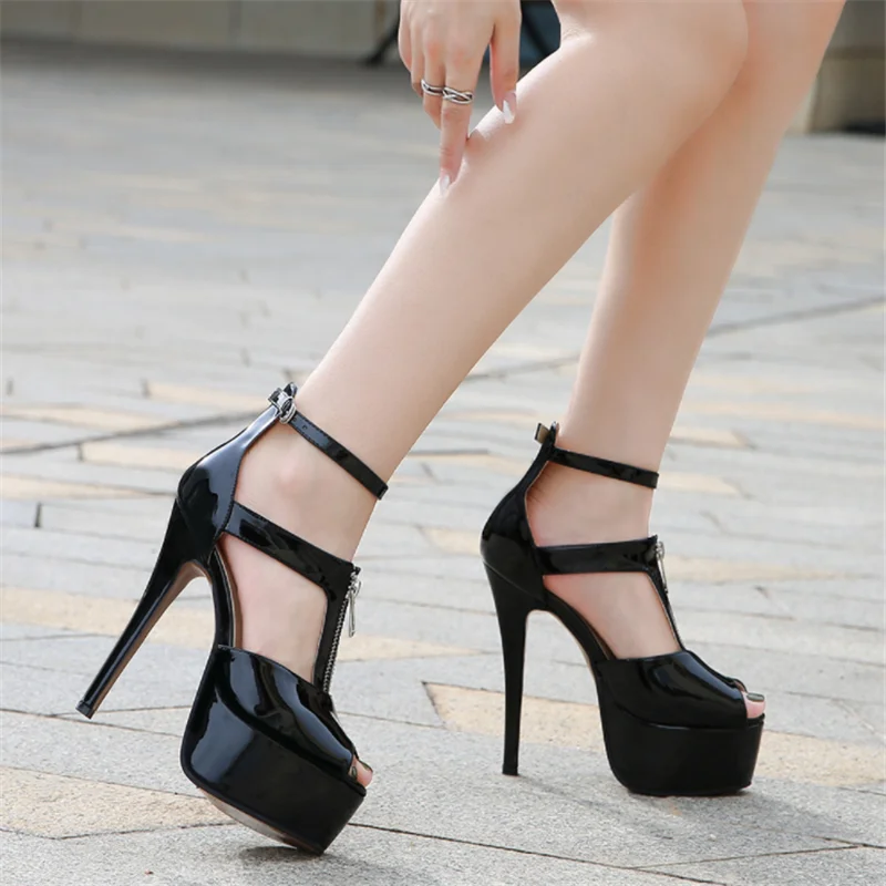 

2022 New Summer Ladies Sandals Sexy High Quality Ladies Shoes 14cm High Heels Waterproof Thick Sole 4CM Large Size 4-14 15