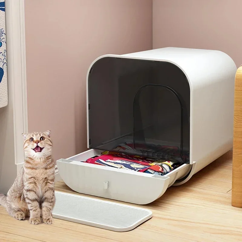 

Toilet with Sand Litter Box Cat Supplies Household Bedpans Fully Enclosed Litter Box Large Anti-splash