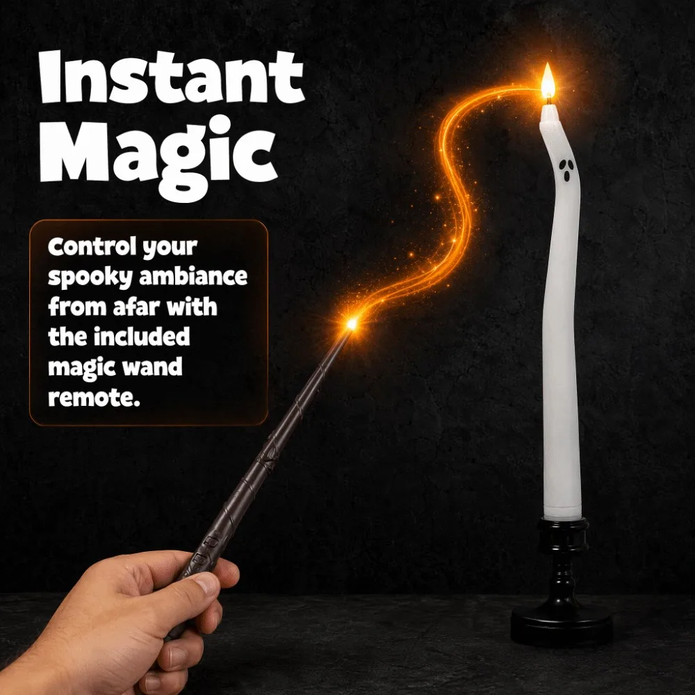S-Shaped LED Electronic Candles Long Pole Flickering Flameless Candles Battery Operated Remote Control Fake Candles Home Decor
