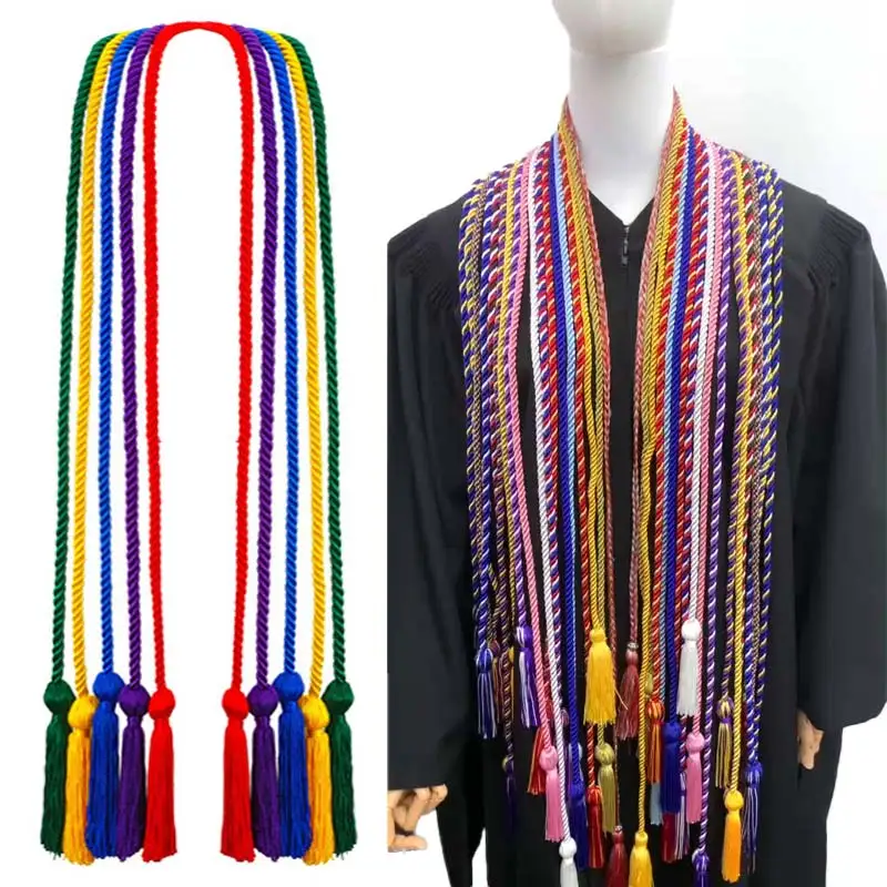 1/2Pcs Graduation Cords Tassels 170cm Polyester Yarn 2026 Honor Cord with Tassel Assorted Colors Rope for Graduation Students