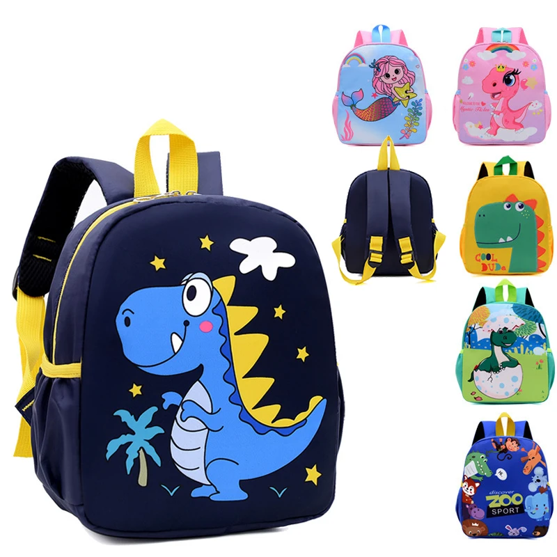 Dinosaur cartoon cute backpack student schoolbag kindergarten canvas backpack children\'s travel bag gift