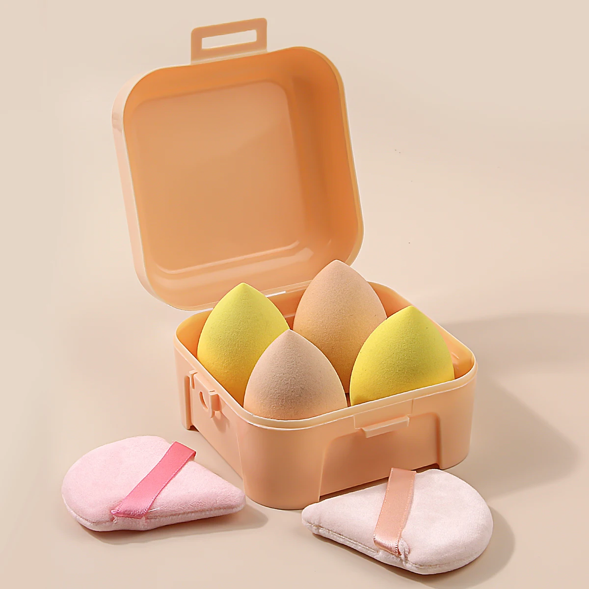 6PCS Portable boxed makeup sponge egg triangular powder puff, a soft dry and wet dual-purpose facial makeup tool