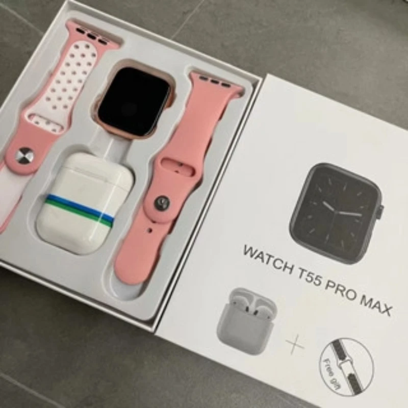 ساعة ذكية T55 pro max 2 in 1 مع سماعة أذن 2025 1.44 بوصة ساعة ذكية reloj inteligente ساعة ذكية