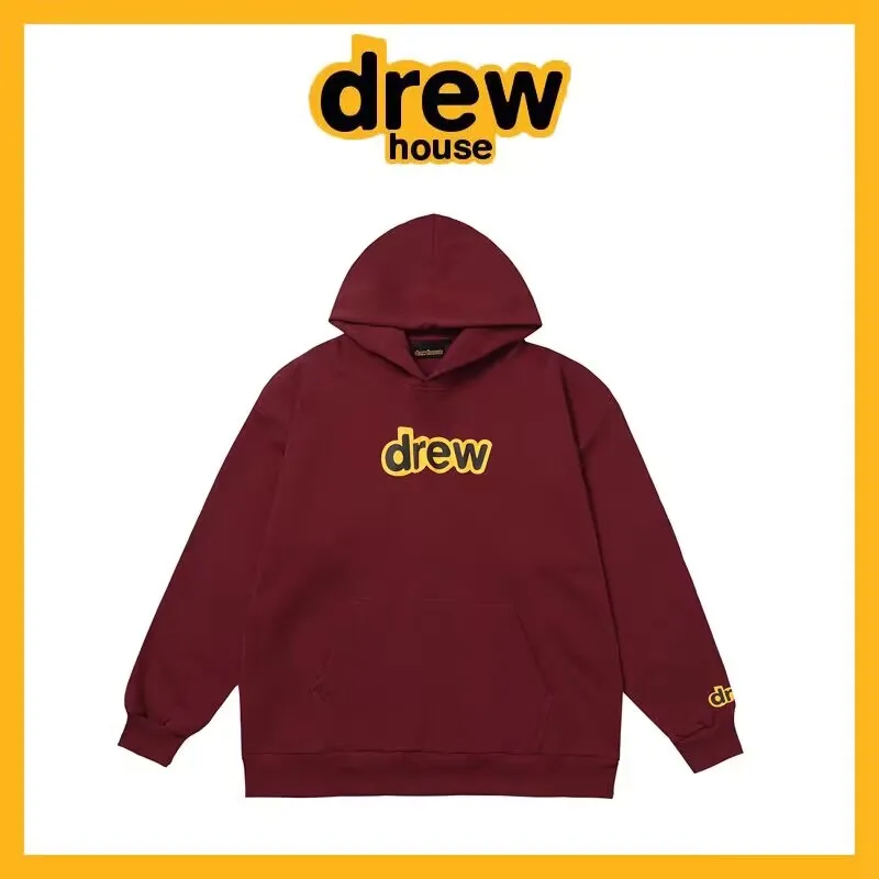 Drew House-Sweats à capuche en pur coton pour hommes et femmes, pulls thermiques Nec ronds, chemises de rue, printemps, automne, hiver