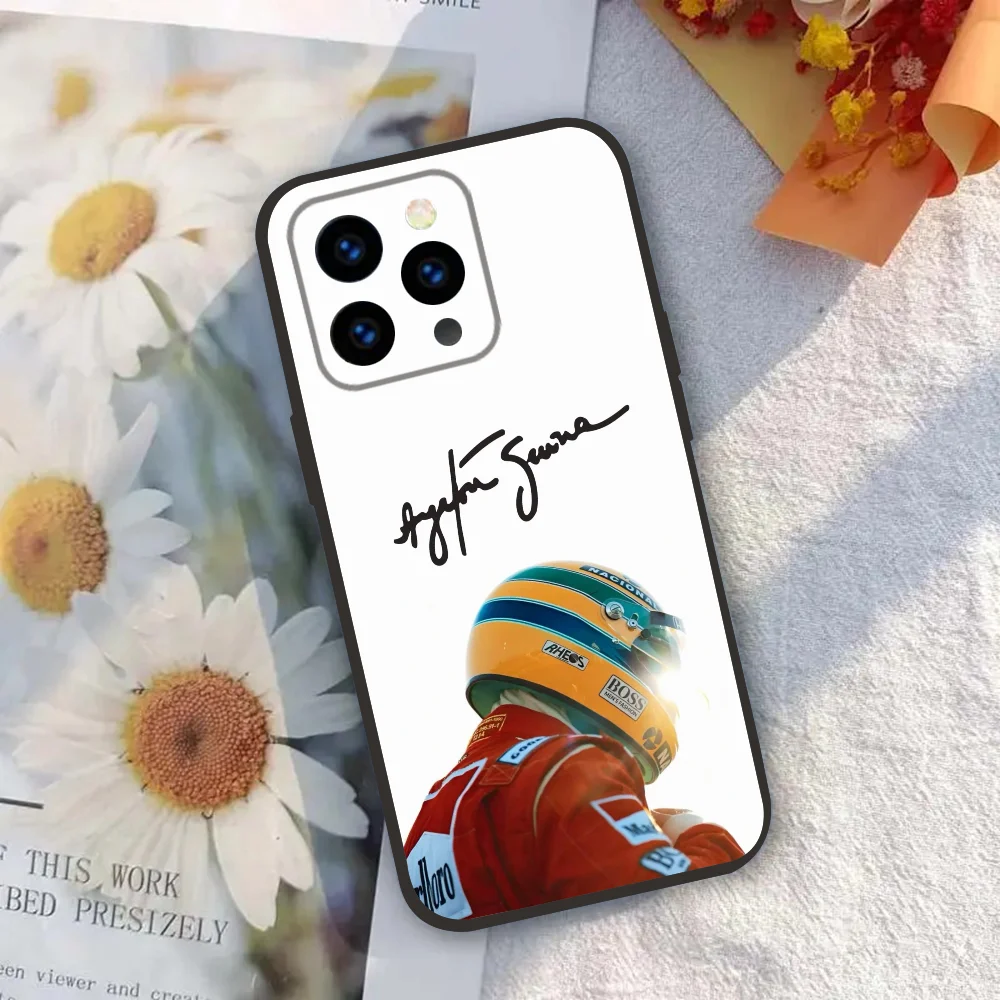 1PC A-Ayrton S-Senna F1 Racing Phone Case Silicone Soft For iPhone 16 15 14 13 12 11 X XR Plus Pro Max Plus