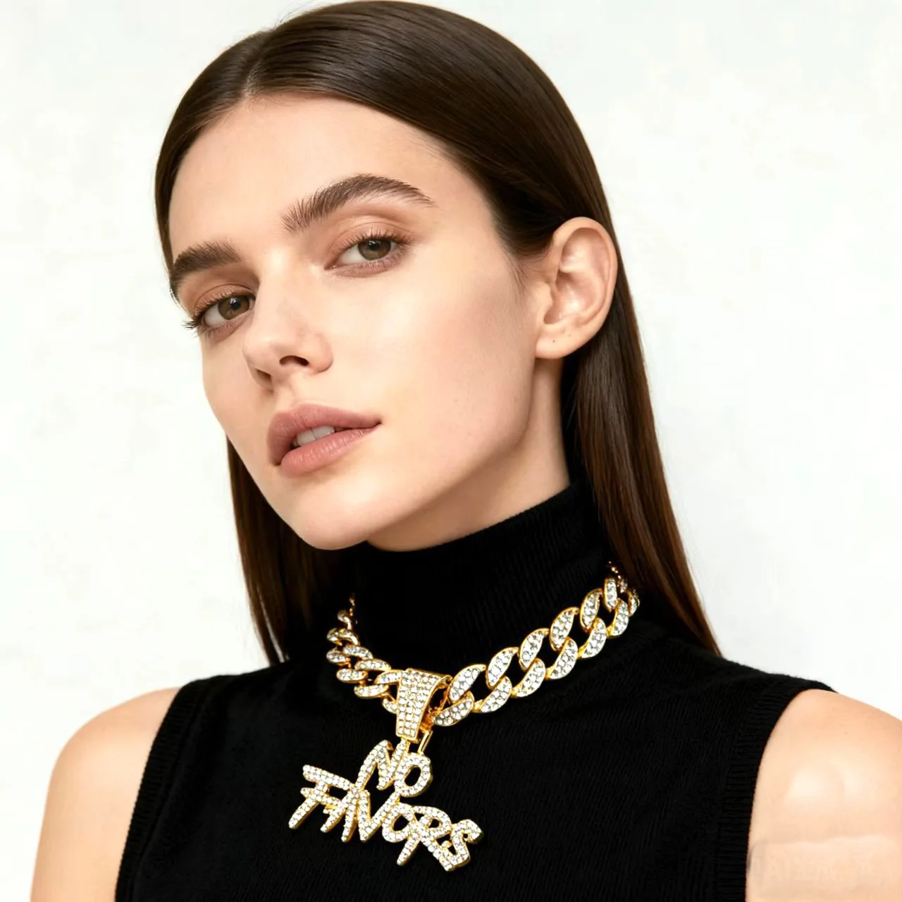 DIY accessories European and American hip-hop full diamond letter pendant Cuban chain necklace personalized nightclub trend cool