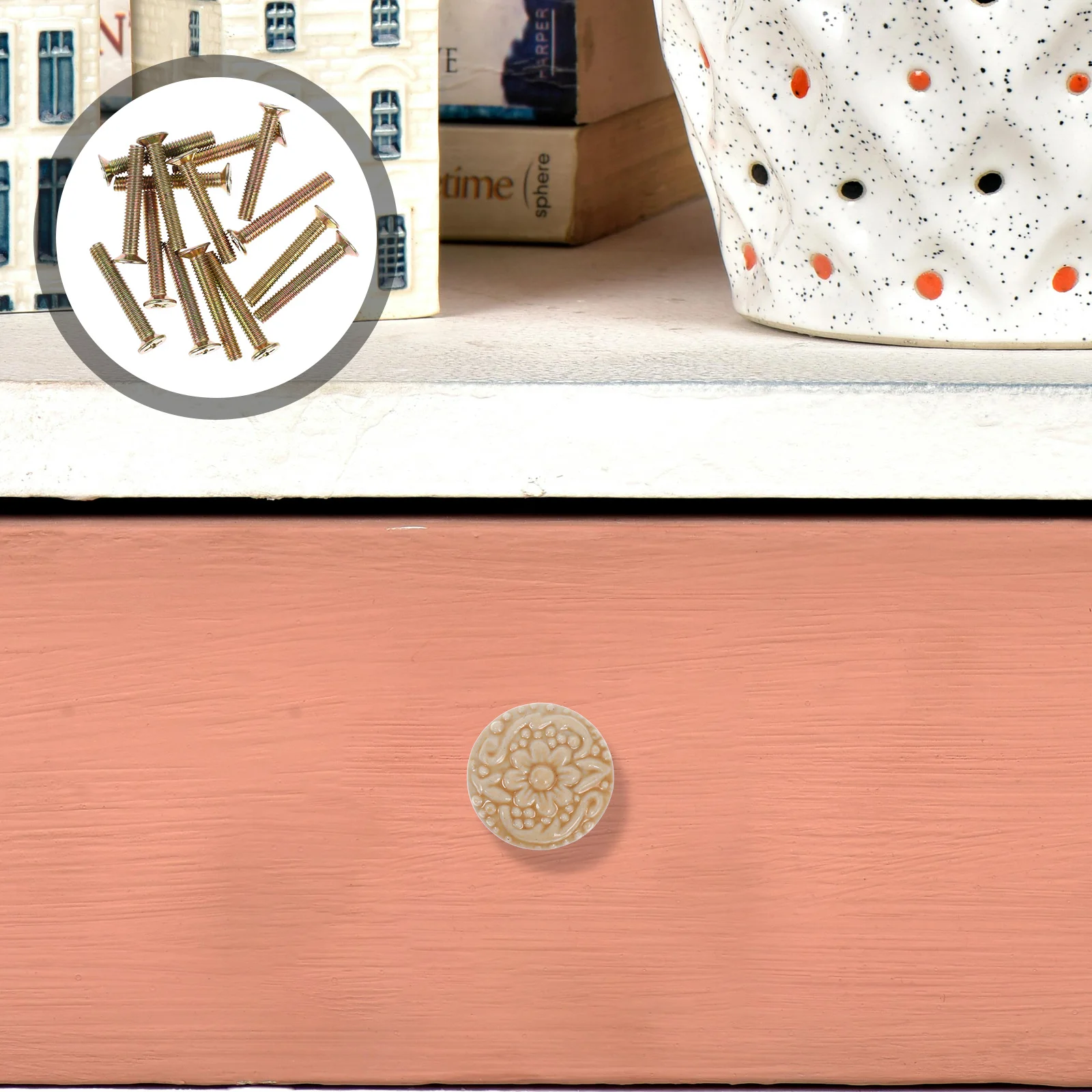 

12Pcs Floral Ceramic Cabinet Handles Single Hole Porcelain Drawer Knobs Flower Shape Pulls for Wardrobe Dresser Kitchen Hardware