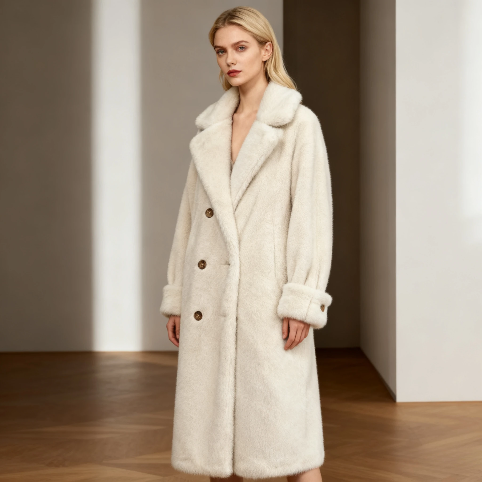 معطف طويل من الفرو الصناعي للنساء للخريف والشتاء سترة كبيرة معطف فاسق فروي للعمل جيوب ماكسي معطف سميك سترات دافئة معاطف ماكسي