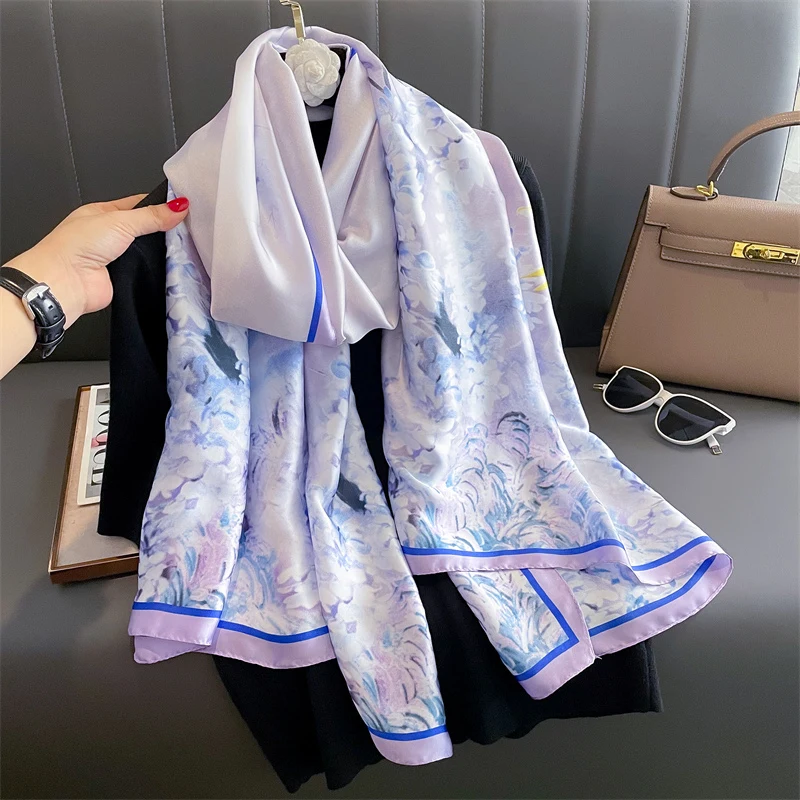 Fashion Print Large Shawl Scarf for Women Luxury Design Pashmina Wrap Hijab Foulard Female Beach Stoles Bandana Headband Echarpe