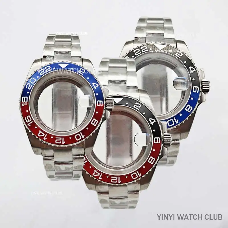 

40mm watch case Black Red GMT Sapphire mirror surface for NH34 NH35 NH36 Miyota 8215 Mingzhu dg2813 ETA2836 Movements