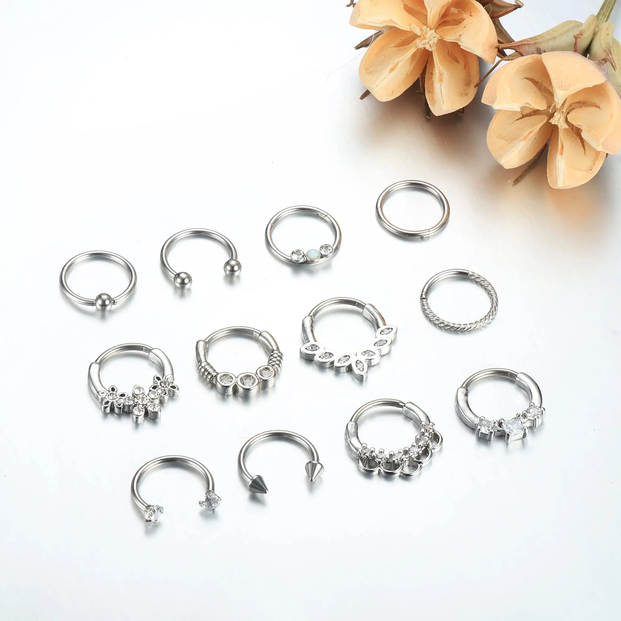Stainless Steel Opal Septum Clicker Ring
