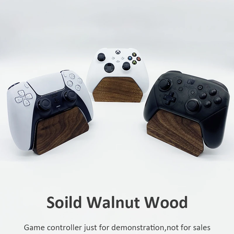 Solid Walnut Wood Stand For Game Controllers XBOX PS5 SWITCH PRO With Aluminum Alloy & Leather Coating