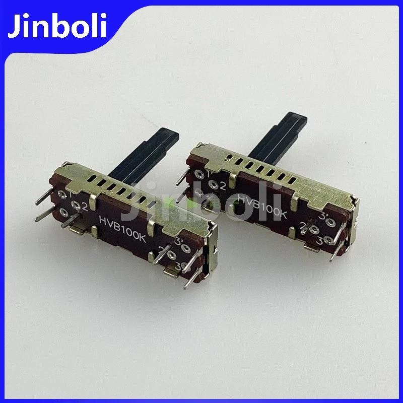 

2PCS 30mm HVB100K 9-speed Stepper 6Pins Double Straight Sliding Potentiometer 20mm×4mm Push Handle 15mm Stroke