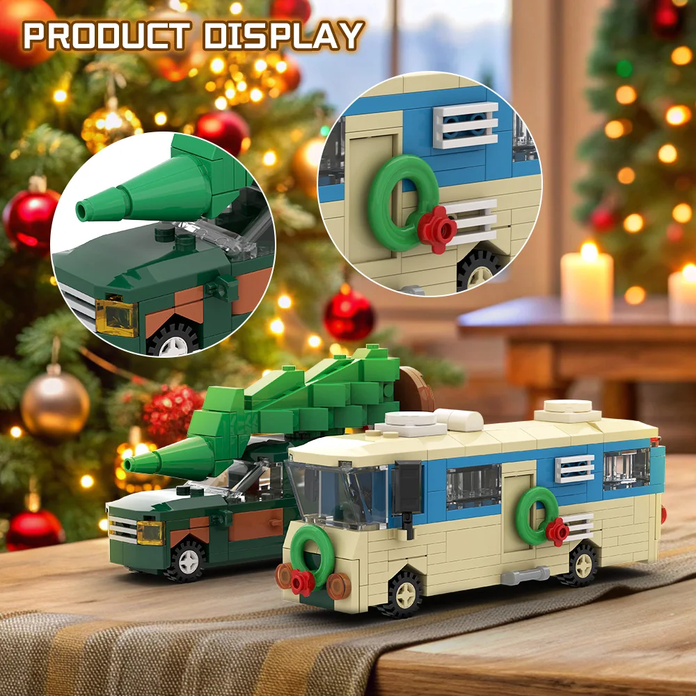 Gobricks MOC Christmas Story Mini RV Car Building Blocks Bricks Toys Gift