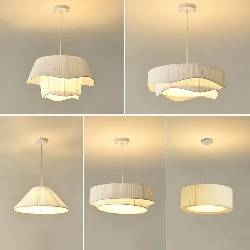 

Fabric LED Pendant Light for Bedroom Home Decor Lamp Modern Hanging Lighting Suspension Decoration Chandelier Fixtures