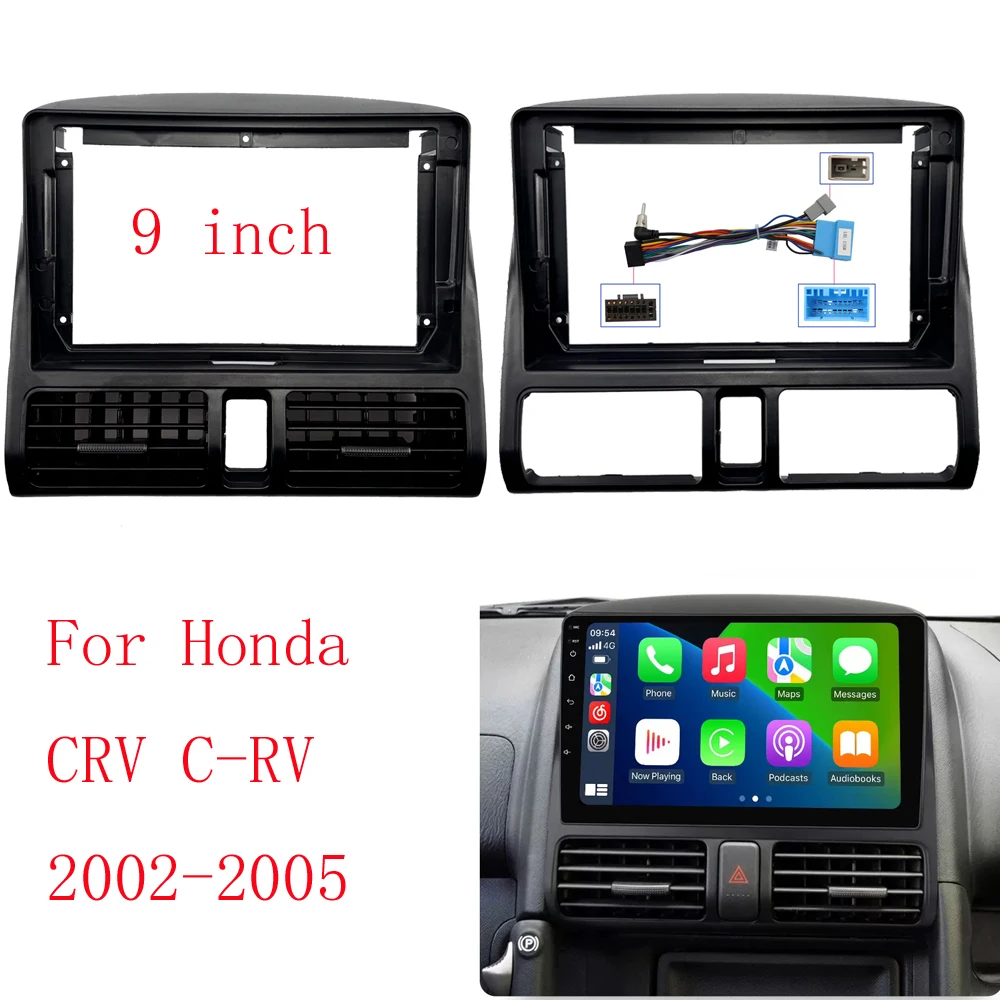

WQLSK 9 Inch Car Frame Fascia Adapter For Honda CRV C-RV 2002-2005 Android Radio Dash Fitting Panel Kit air outlet optional